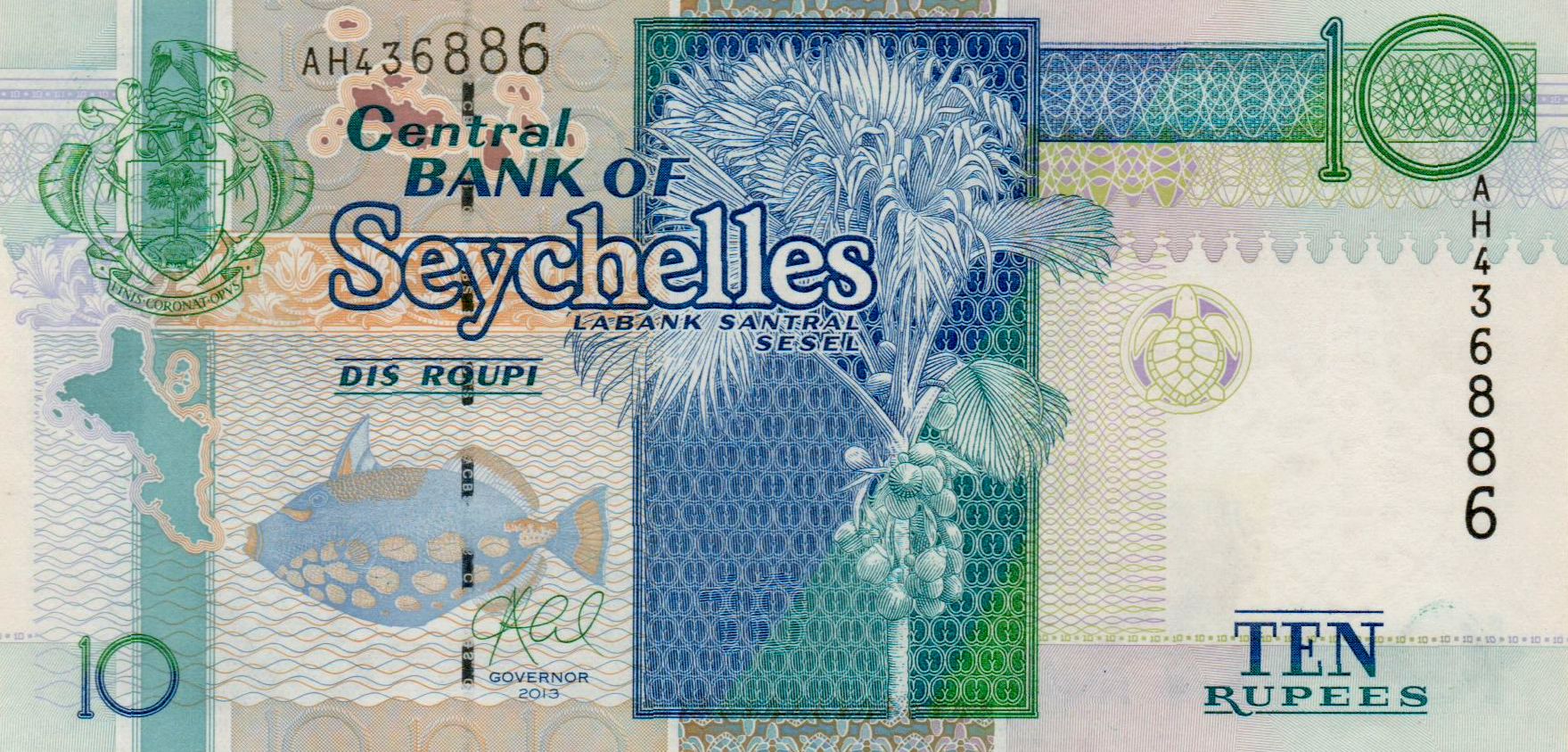 Seychelles 10 2013 UNC P-42